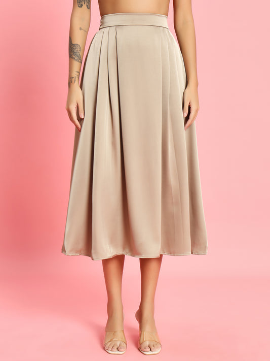 Box Pleat Midi-Skirt